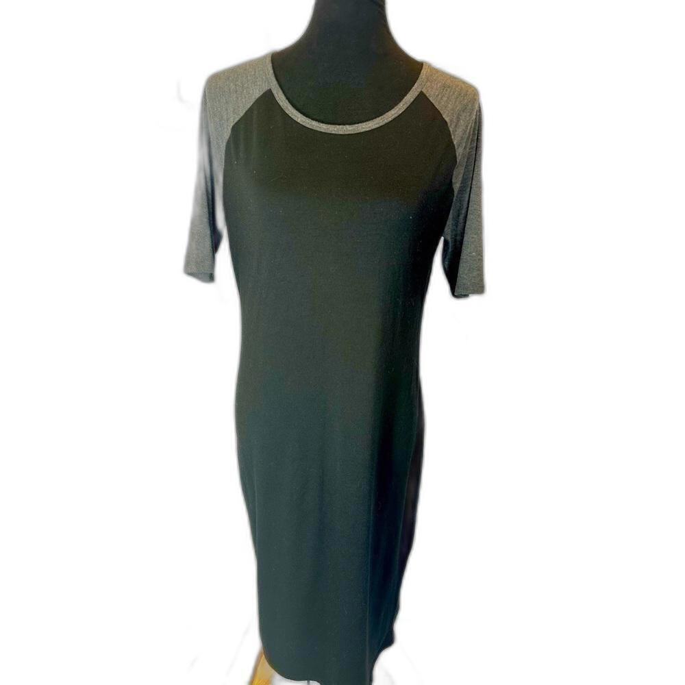 LulaRoe Casual T-Shirt Dress - Black & Gray Large